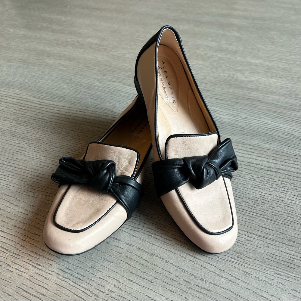 Alex Marie Black and Cream Loafers Size 6.5